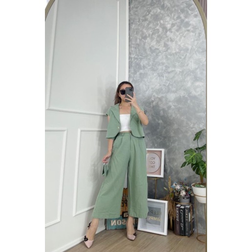 Set Rompi Celana Kulot Panjant Vest Korea