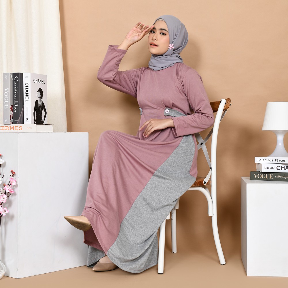 Mybamus Alessa Side Rope Dress Taro M14847 R13S6 - Gamis Muslim-3