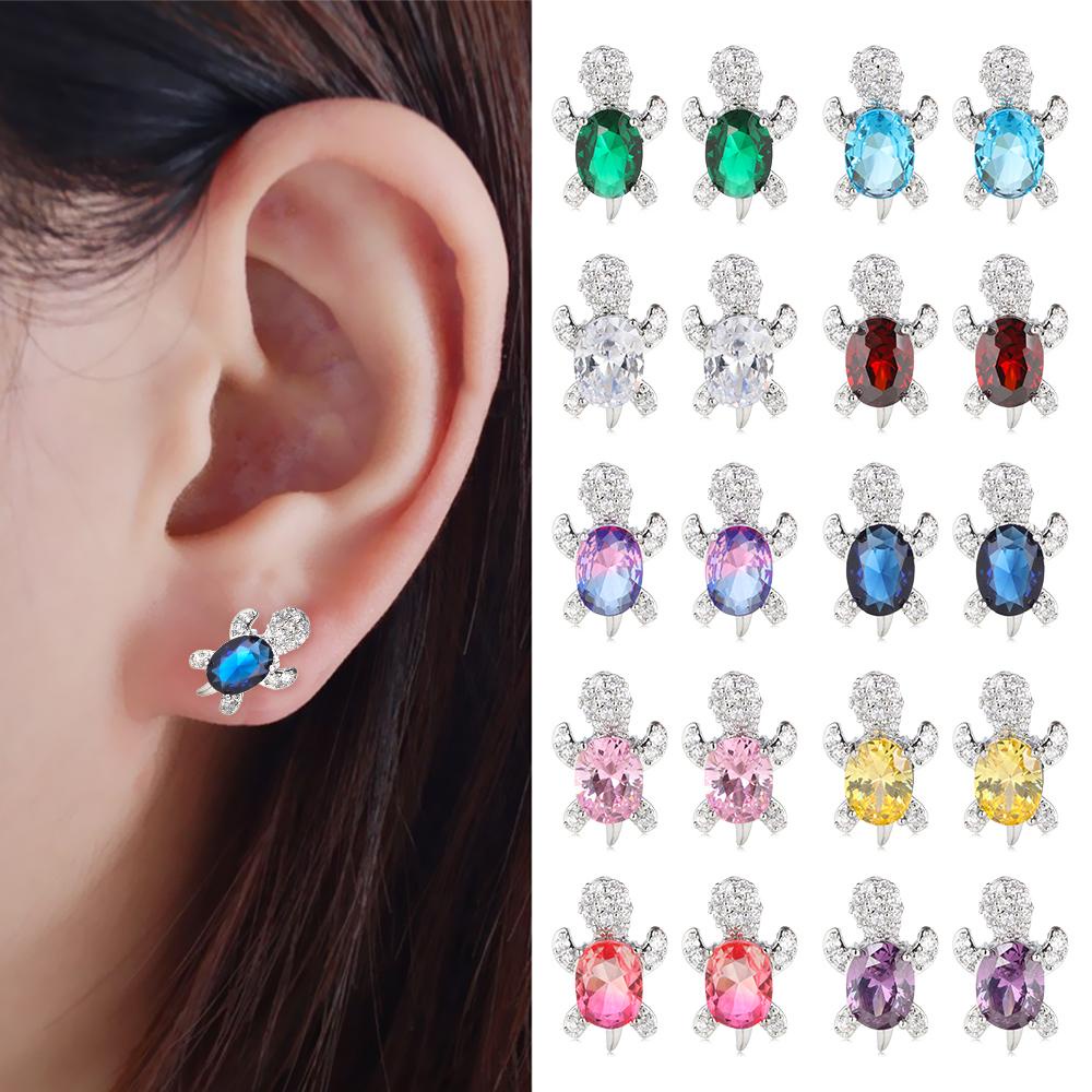 PREVA Stud Earrings Women Multicolor Vintage Turtle Shaped