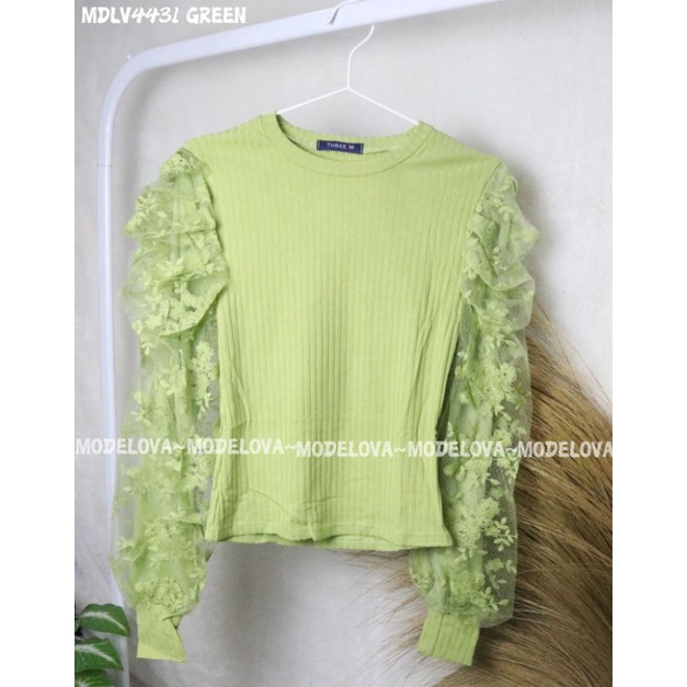 MDLV ~ BM 4431 LENGAN FULL LACE PUFF // ATASAN LENGAN PANJANG // FASHION IMPORT WANITA