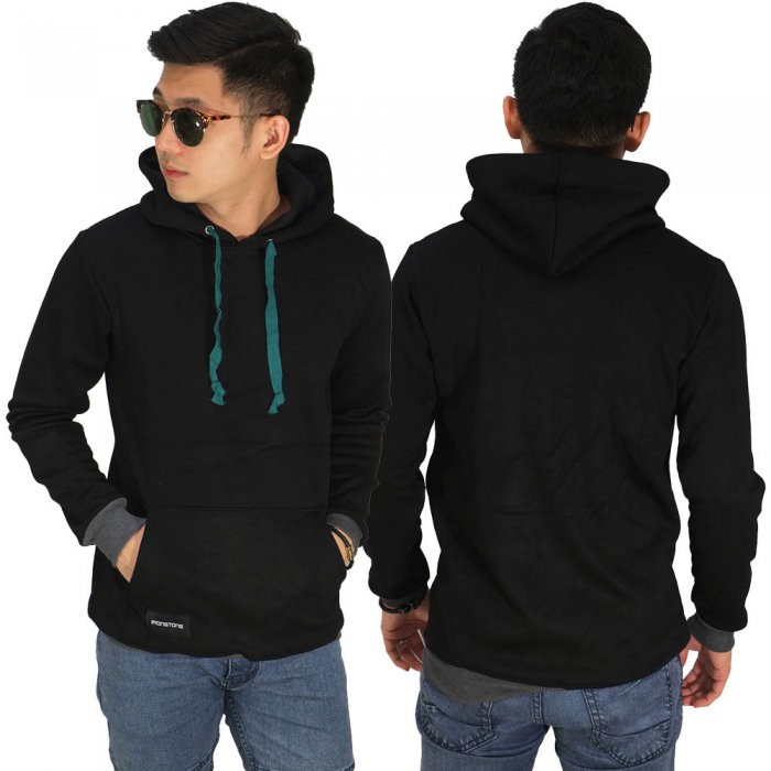 Jacket Jumper Pria Hoodie Basic Polos Hitam