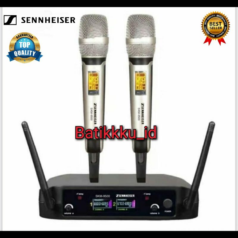 MIC WIRELESS SENNHEISER SKM 9500 SKM9500 WARNA GOLD 2 MIC HANDHELD SUARA BAGUS