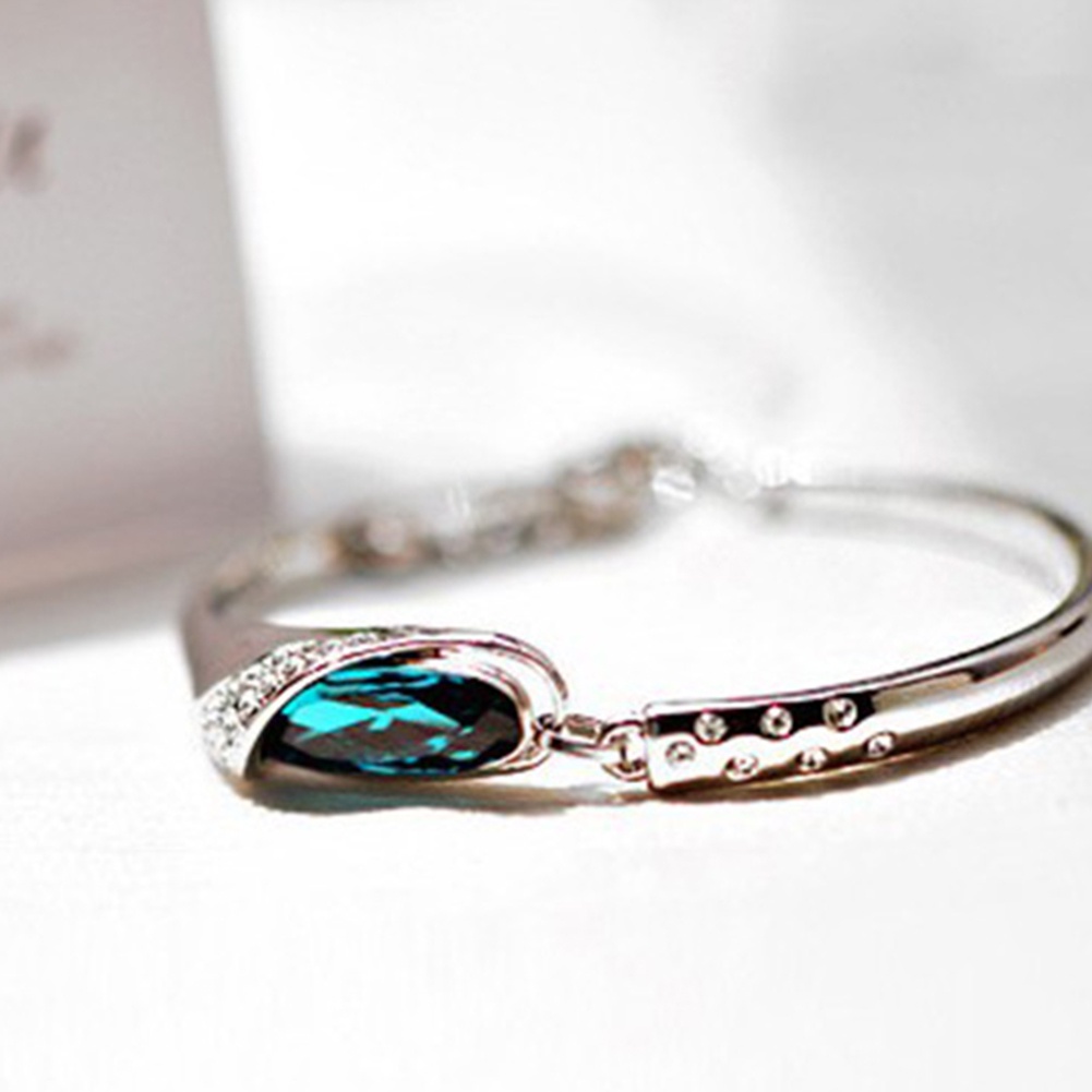 Hu Hu Hu Hu Hu Alat Bantu Pasang Kacamata♡ Gelang Tangan Rantai Aksen Berlian Imitasi Warna Biru Untuk Wanita