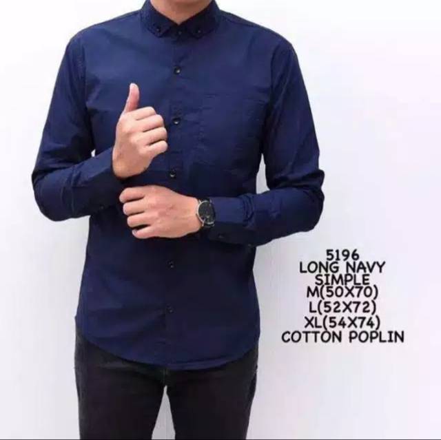 Kemeja polos  pria bahan katun leher non ciangi slimfit