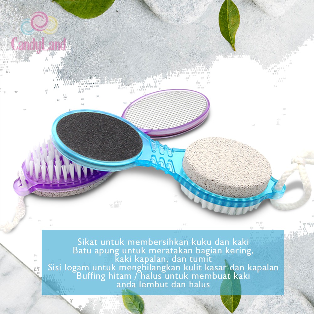 Sikat Alat Gosok Kaki Kapalan Penghalus Kulit Kaki Pedicure Paddle Brush 4 In 1