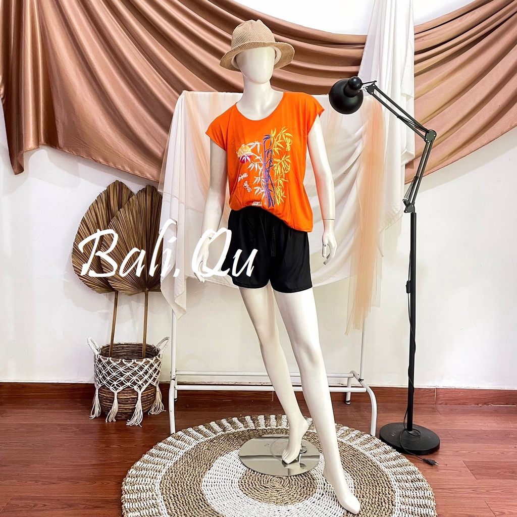 Baju Atasan Kaos Bambu Bali XL Kain Halus-ORANGE