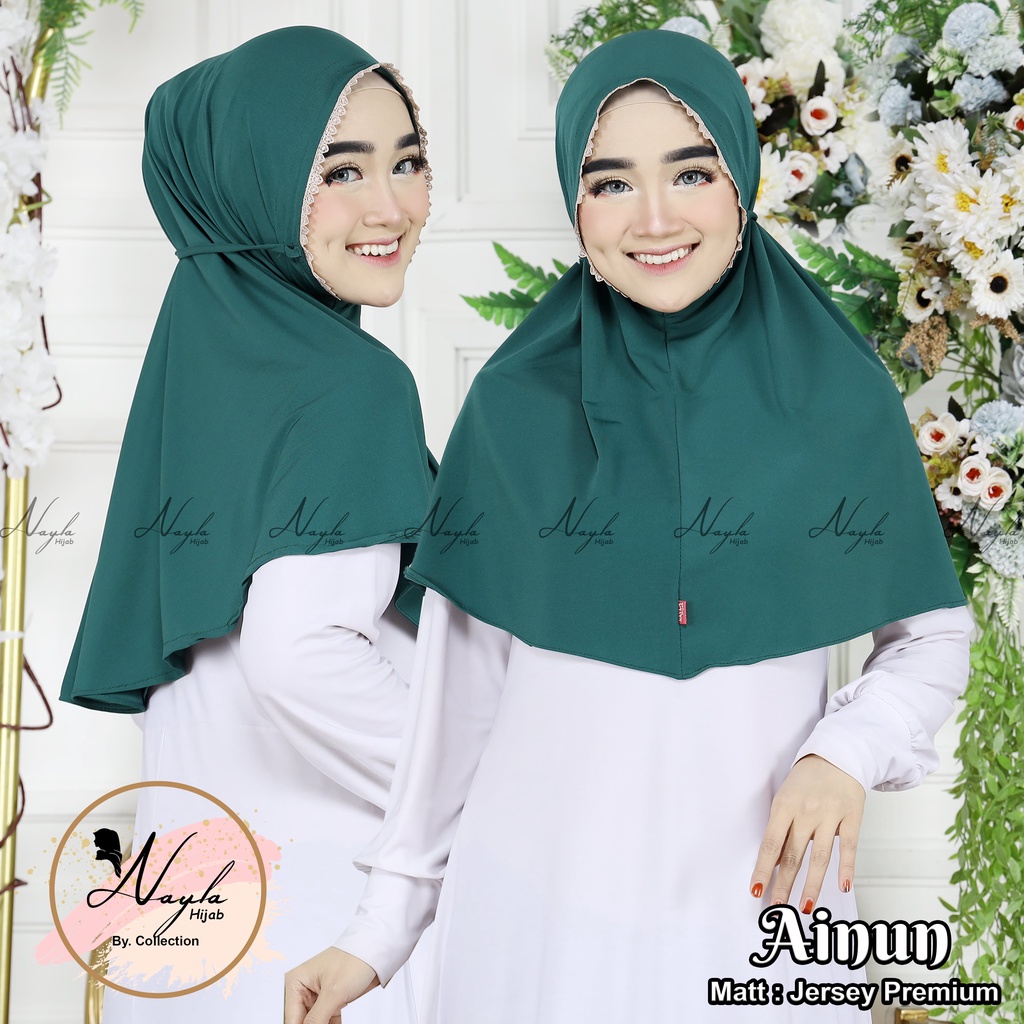 Kerudung Instan Tali Renda Ainun Hijab Instan Jersey Premium Jilbab Maryam Tali Renda Nayla Hijab