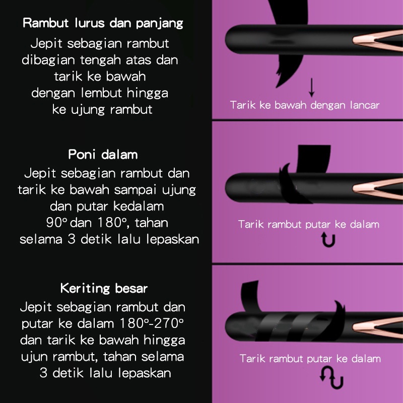 Abeni Catokan Rambut Hair Straightener Mengeriting Meluruskan 10 Detik Cepat Panas Tampilan LED Kontrol Suhu Cerdas 30W