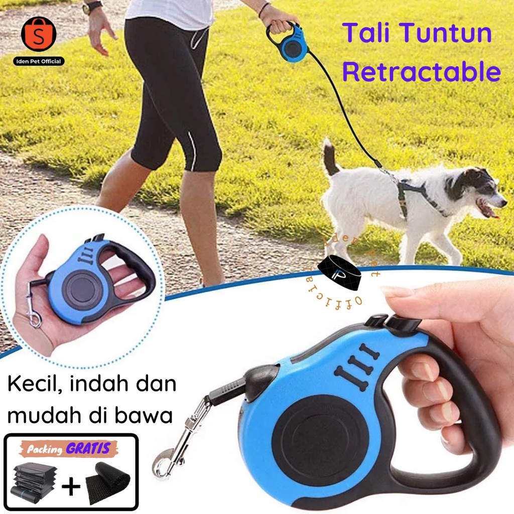 Tali Tuntun Harness Kekang Anjing Kucing Besar Kecil Rompi Herness Retractable Dog Leash