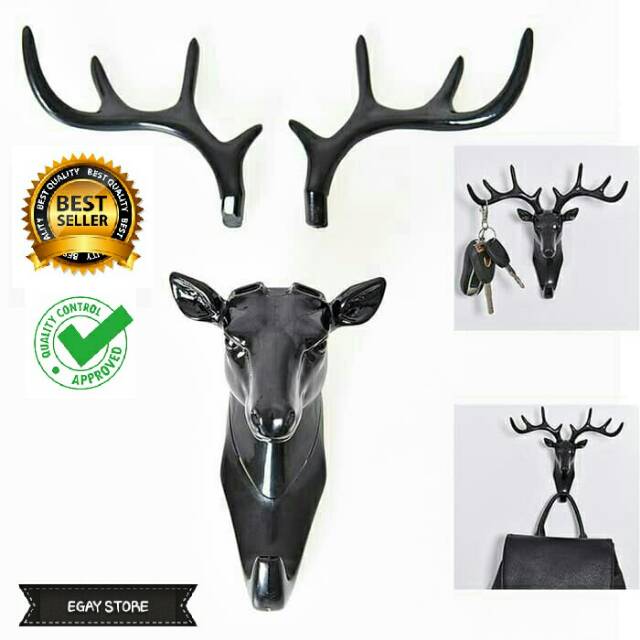 Tempat Penyimpanan Gantungan Baju Kunci Dinding Tanduk Rusa Serbaguna / Deer Key Hook Stand Hanger