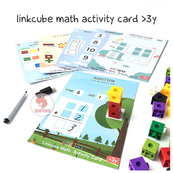 Zoetoys Linkcube Math Activity Set | Numberbloks Mathlink Linking Unit Snap Link Cubes Linkcube Math 100 pcs | Mainan Edukasi Anak