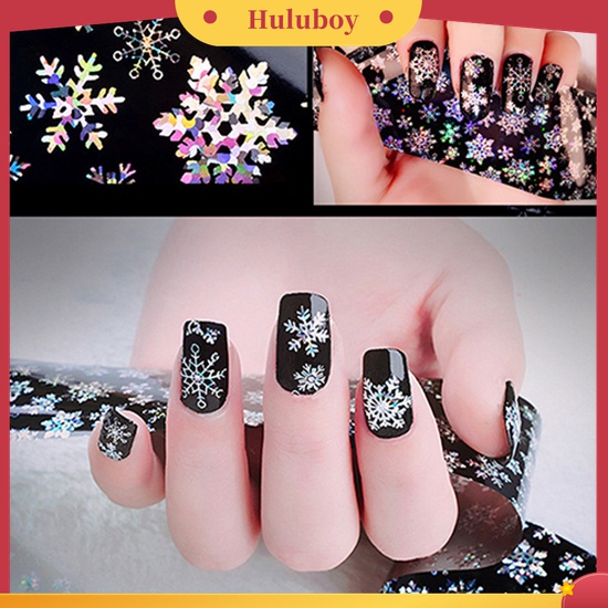 Huluboy Huluboy♡ 1 Lembar Stiker Kertas Foil Transfer Motif Snowflake Natal Untuk Dekorasi Nail Art DIY