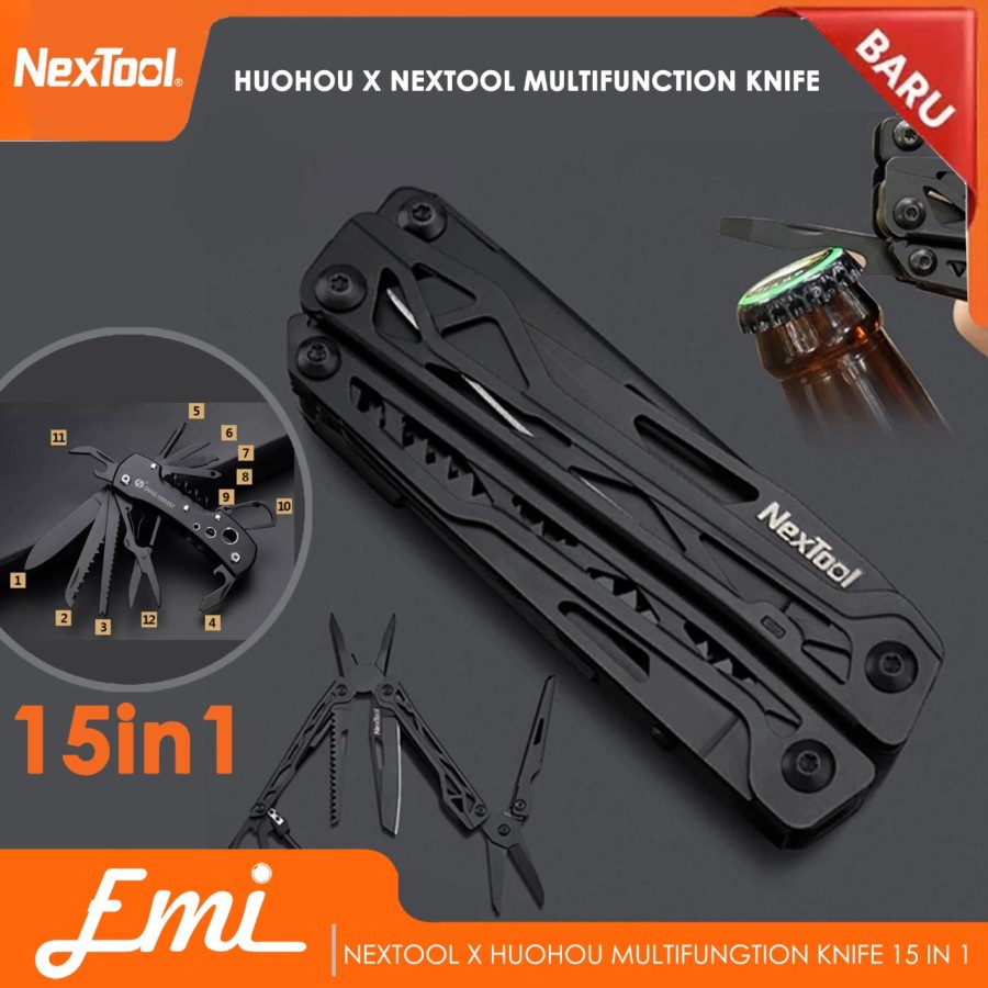 Nextool Pisau Lipat Multifungsi 10 in 1 Knife Tool Stainless Steel