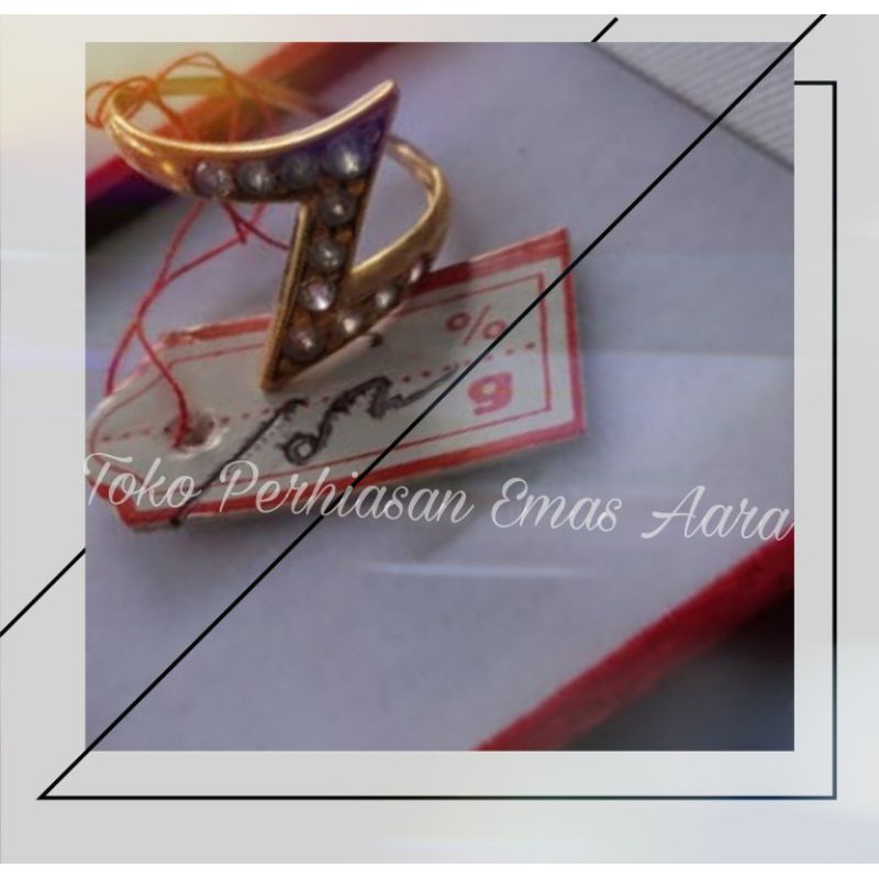 Cincin Emas 375 Cor Petir Permata