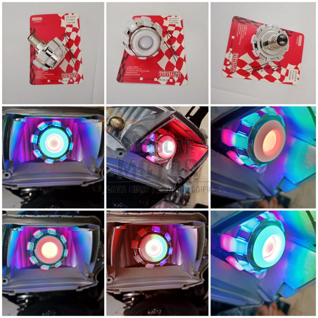 PROJIE LED V10 RAINBOW LAMPU UTAMA DEPAN MOTOR RUNNING AND FLASH NEW motor motor