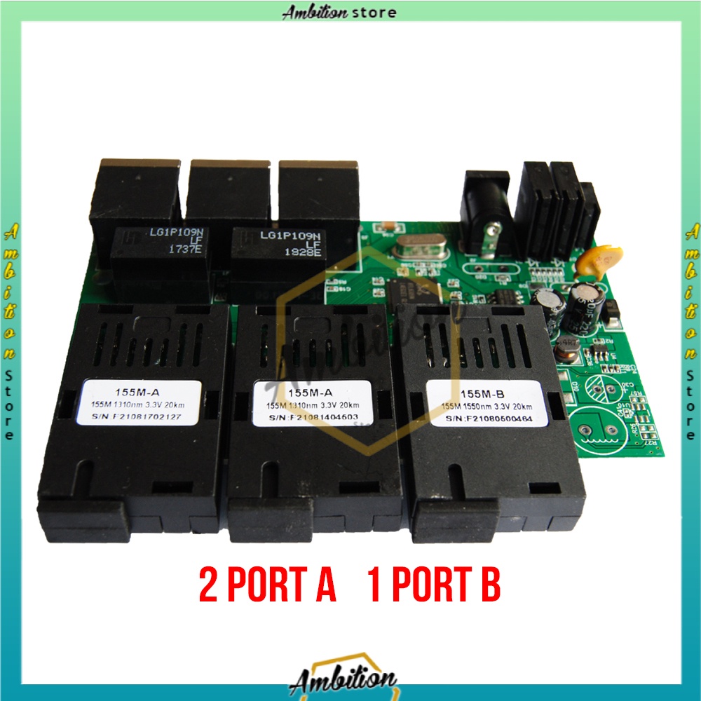 10/100M single mode 3FO 3LAN  3F3E Reverse POE Media Converter HTB Green Board