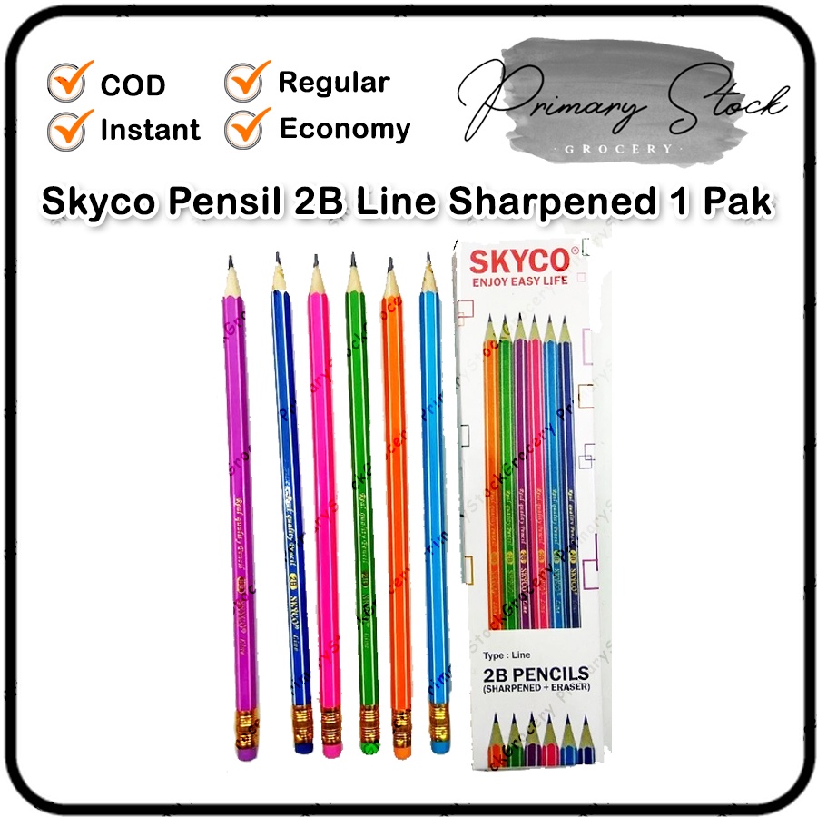 

Pensil 2B Ada Penghapusnya Skyco LINE Sharpened Warna Warni 1 Pak Tulis Grosir Isi Banyak