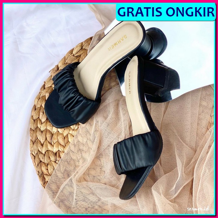 Sepatu Sandal Sendal Wedding Shoes Hak Heels Hils Tapak Tumit Tahu Payet Silver Gold Hitam Hantaran 