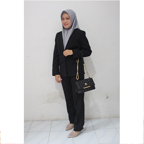 Blazer JUMBO 6L-7L-8L kode 013 kancing dua warna hitam setelan Rok Dan Celana-seragam Guru dan PNS-Pakaian Pemda terbaru-blazer terbaru