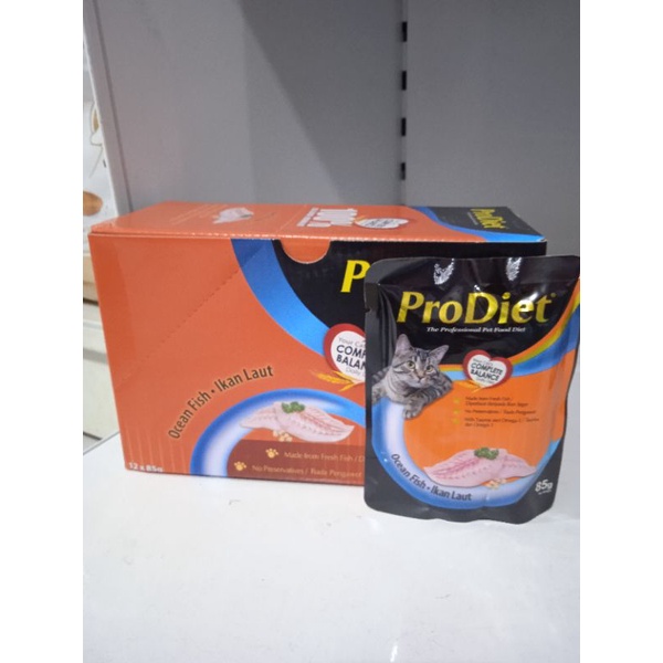 makanan kucing poucs PRODIET OCEANFISH 85g paket 12 pics