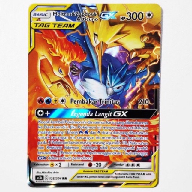 [TAG TEAM] Molres & Zapdos & Articuno GX 125/204 Kartu Pokemon Indonesia