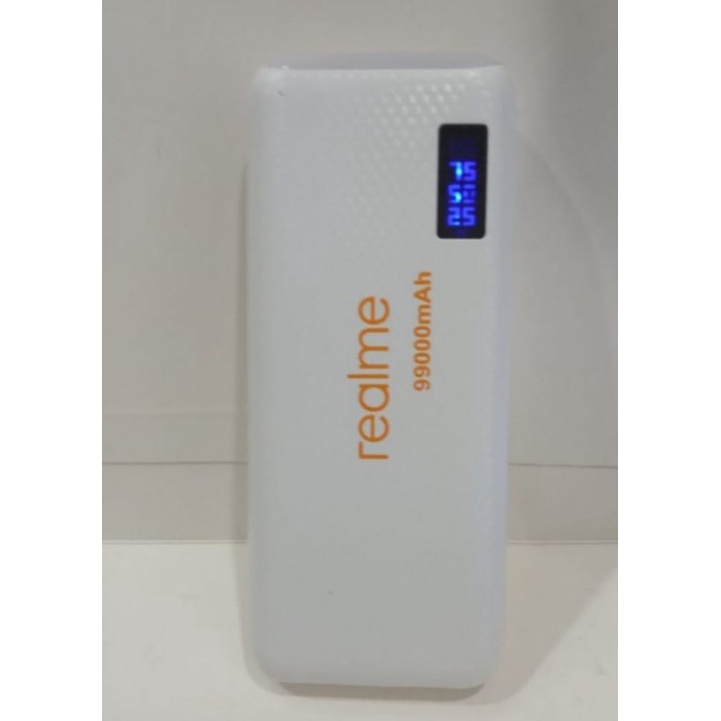 Powerbank Lcd LED Screen Indicator Digital Leather 99000Mah REALME 3 Port USB Output+Senter High Speed