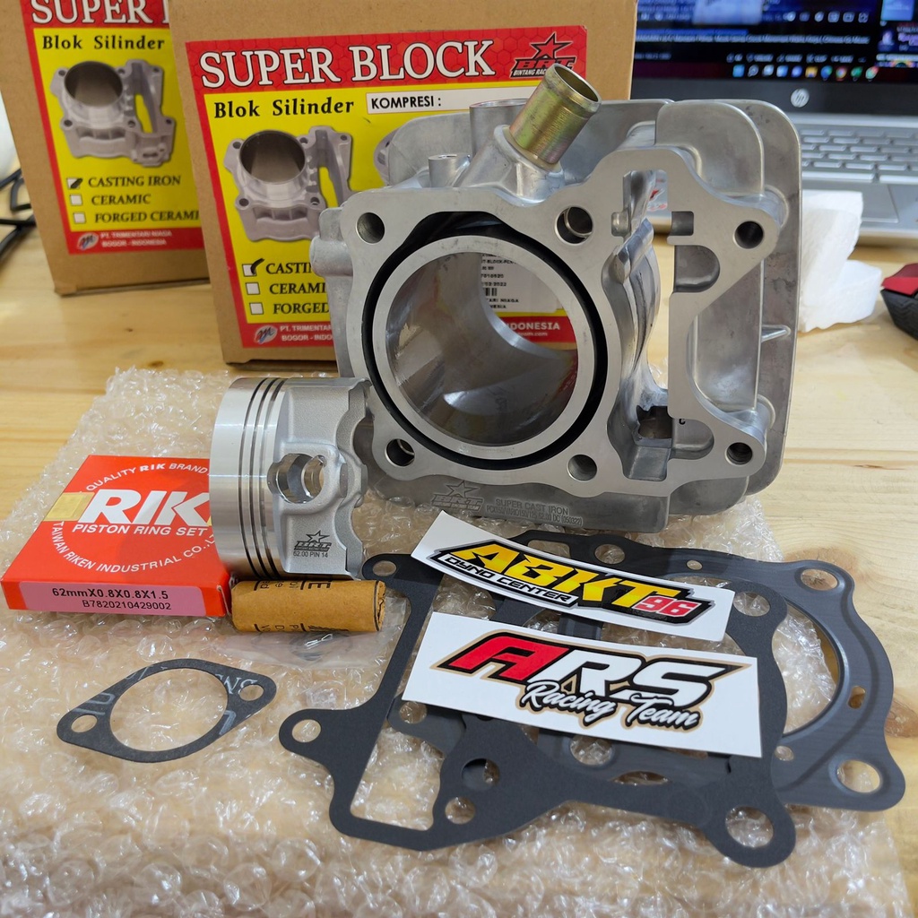 BLOK PISTON BRT VARIO 125 VARIO 150 PCX 150 ADV 150 62 MM CASTING DOUBLE COOLER - FREE BUSI BRT IRID