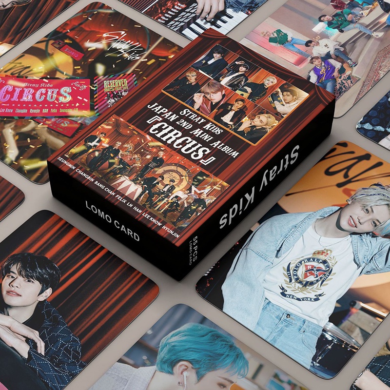 55pcs / Kotak Kartu Foto Album Stray Kids 2022 CIRCUS LOMO