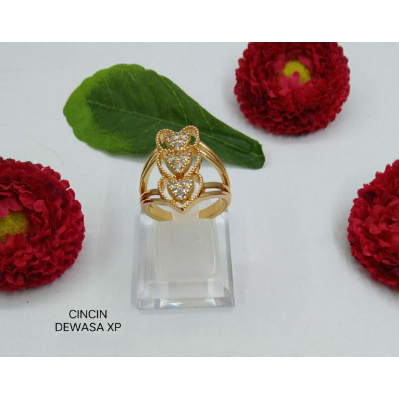Fourfashion Cincin Wanita Xuping Casual Love 3 Kekinian S082