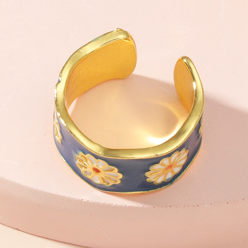 Fancyqube Cincin Enamel Desain Bunga Plum Blossom Gaya Punk Vintage Korea Untuk Wanita