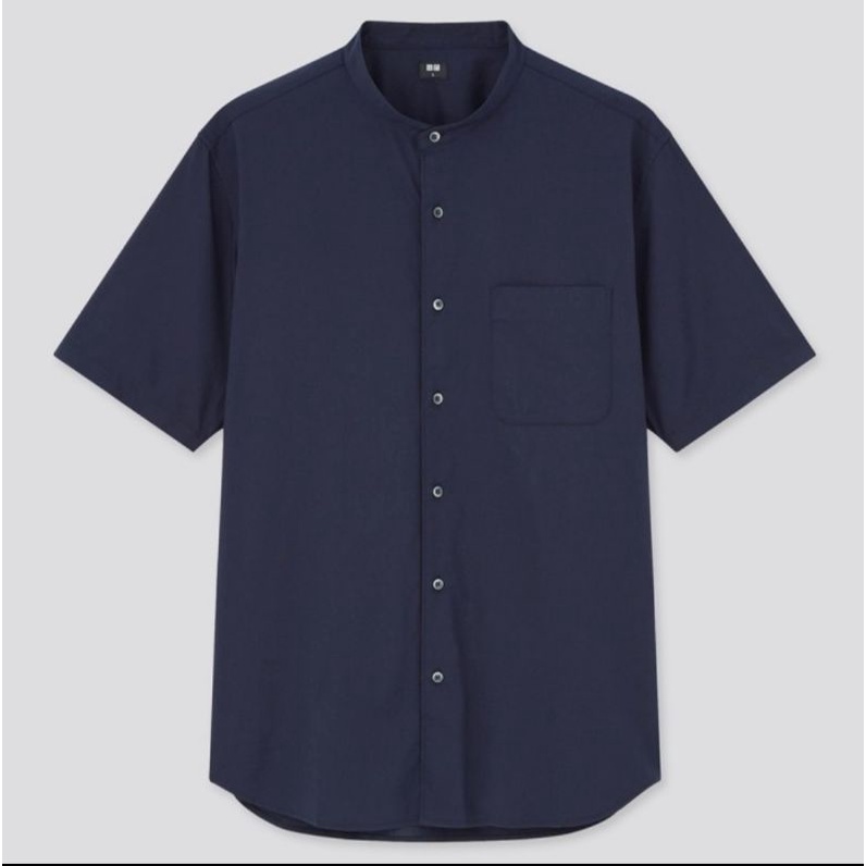 SALE UNIQLO MAN KEMEJA LINEN KERAH TEGAK ORIGINAL / KEMEJA SHANGHAI / KEMEJA PRIA LENGAN PENDEK