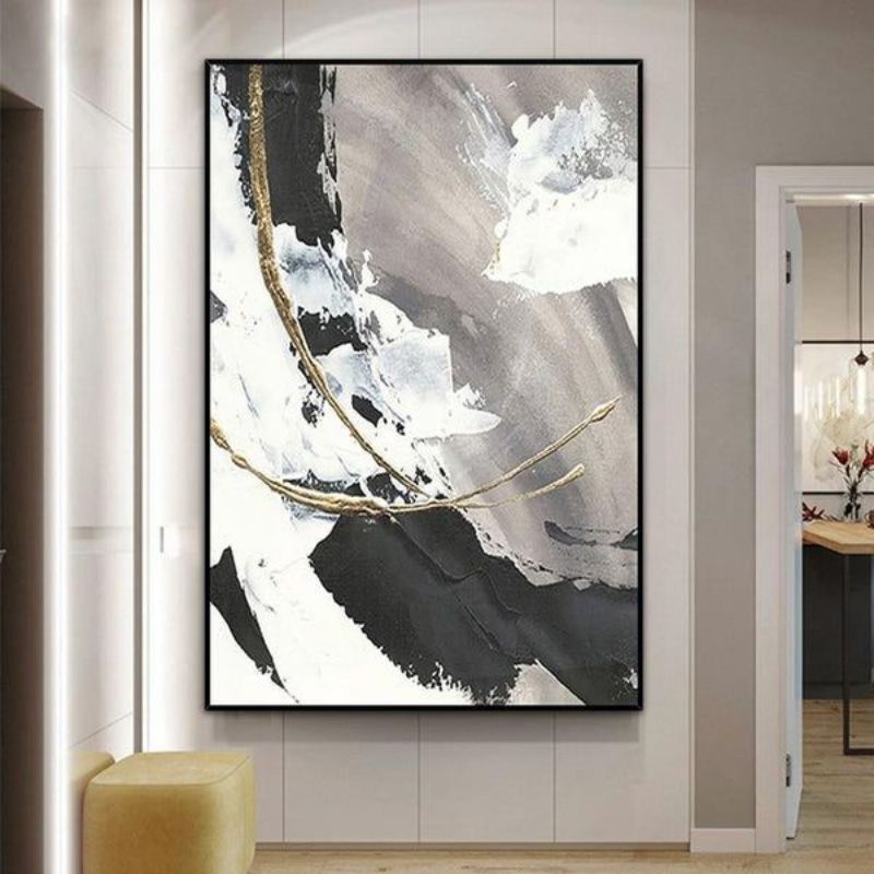 lukisan abstrak modern hiasan dinding ruang tamu