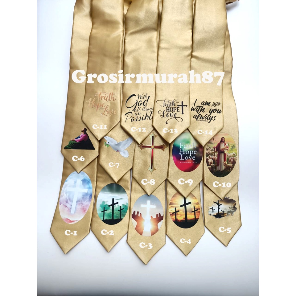 Dasi Motif Rohani salib natal paskah instant manual motif banyak ready stok hitam navy merah silver