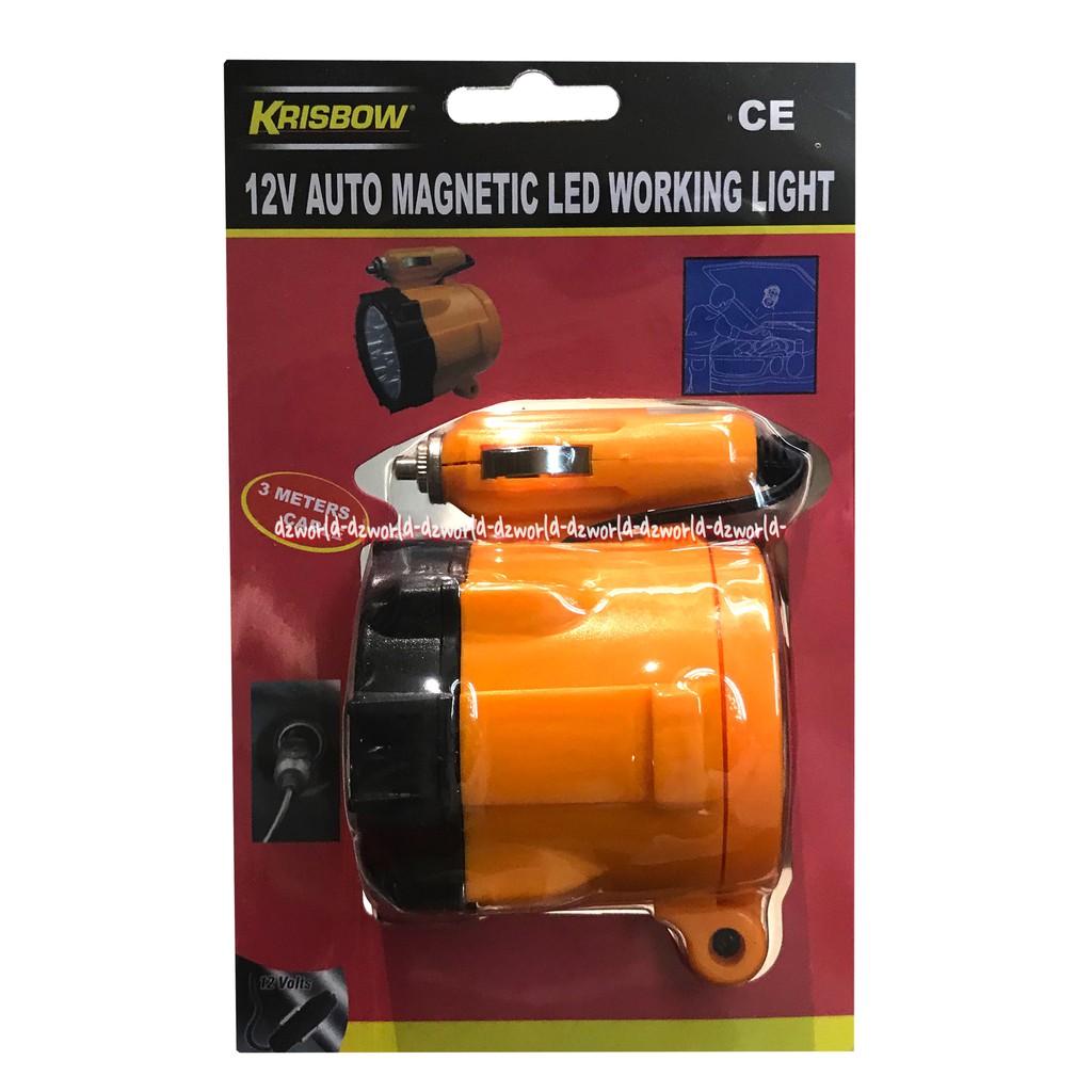 Krisbow 12v Auto Magnetic LED Working Light Lampu Senter Orange Otomatis