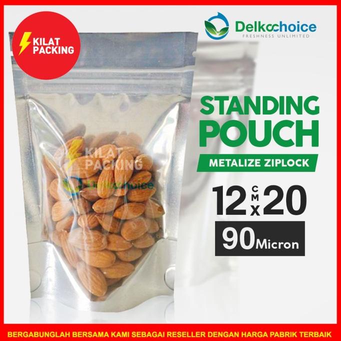 STANDING POUCH PLASTIK KLIP ALUMUNIUM DELKOCHOICE KEMASAN SNACK 12x20