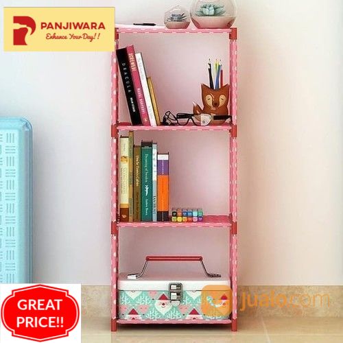 RAK LEMARI KECIL PORTABLE 3 SUSUN BUKU SNACK  - HTP029 - PINK