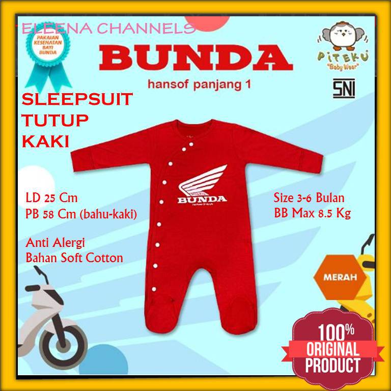 Jumpsuit Tutup Kaki Baju Bayi Laki-Laki 3-6Bulan Piteku Hansop Panjang