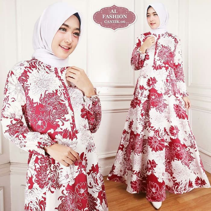 gamis wanita terbaru maxmara cantik 06 merah maxi dres baju muslim