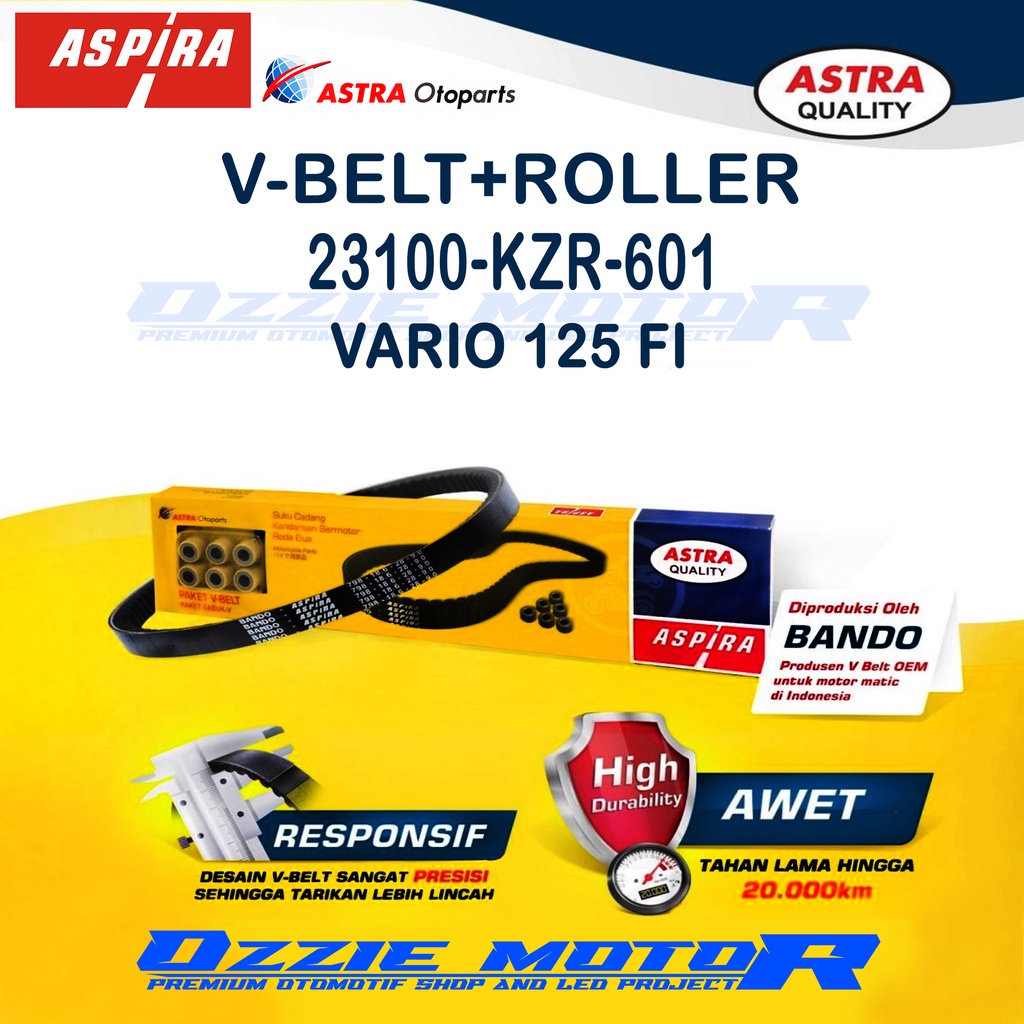 VANBELT V-BELT + ROLLER ASPIRA 23100-KZR-601 MOTOR VARIO 125 FI BEAT VARIO125