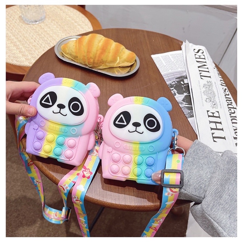 Tas pop it slempang rubber panda tas pop it anak