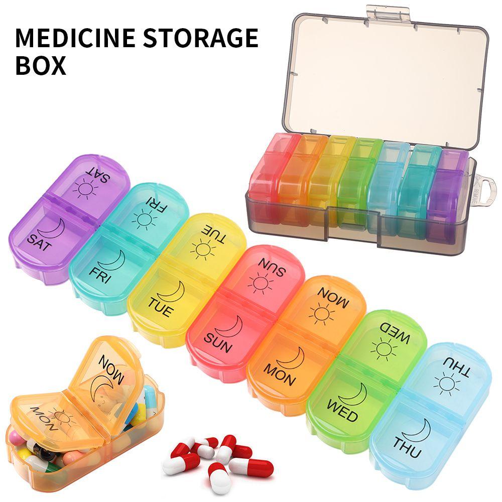 Suyo Pill Box Plastik Warna Pelangi 7hari AM PM Dispenser Obat