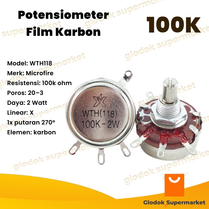 Potensio Meter WTH118 100k 2w Microfire WTH-118 2 Watt 104