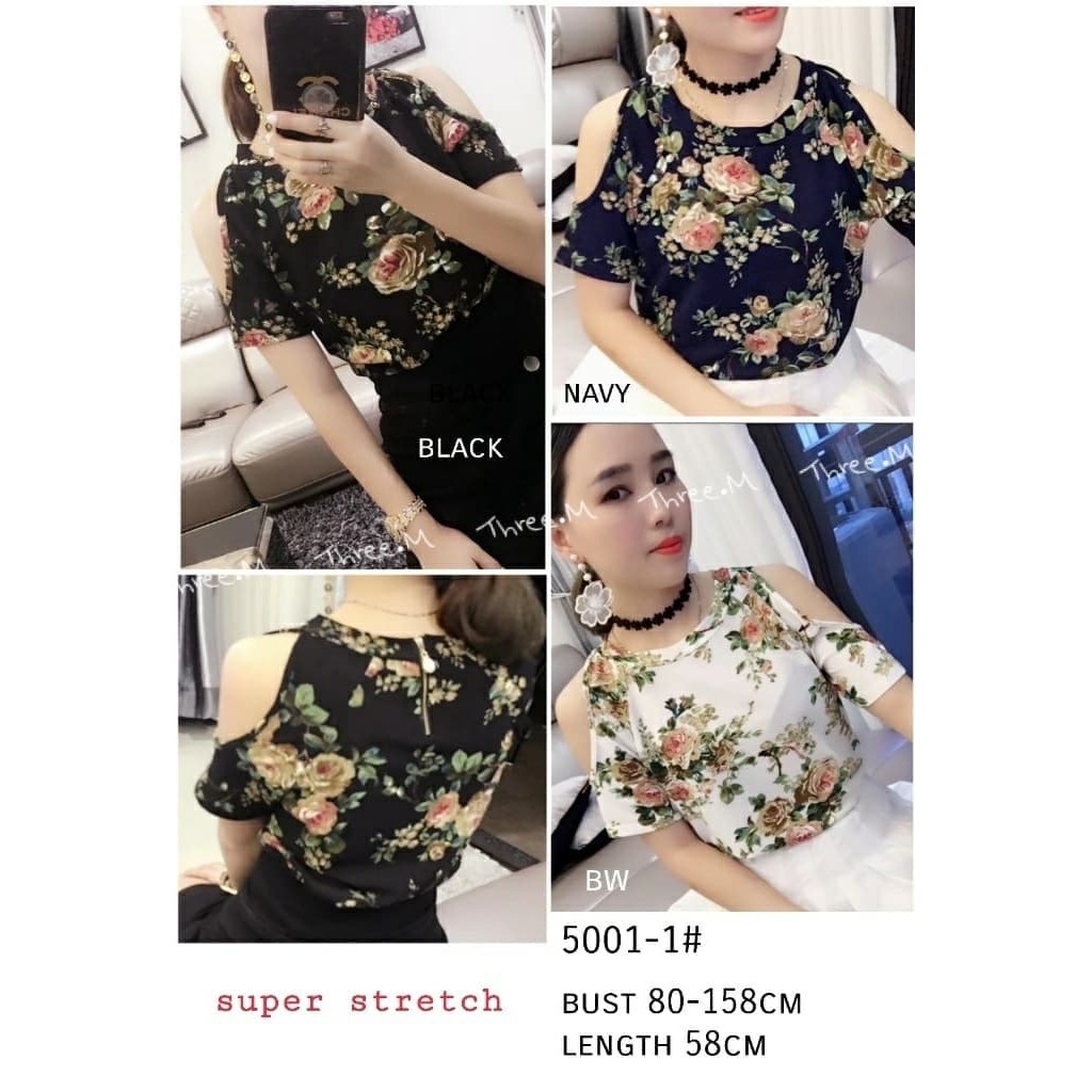BLOUSE SABRINA MOTIF BUNGA / ATASAN IMPORT WANITA / BLOUSE CASUAL