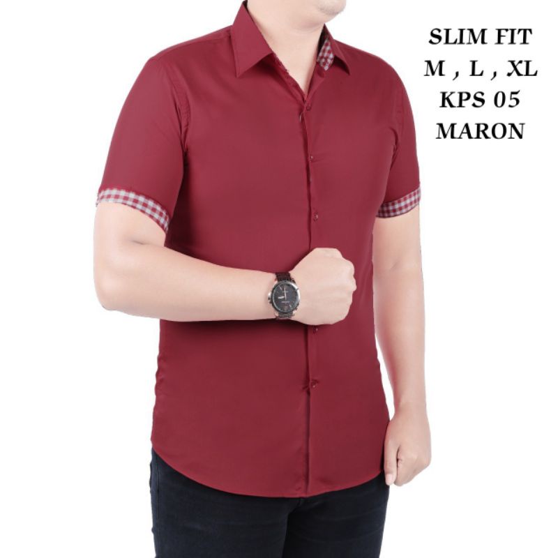 KEMEJA POLOS PREMIUM LENGAN PENDEK SLIMFIT