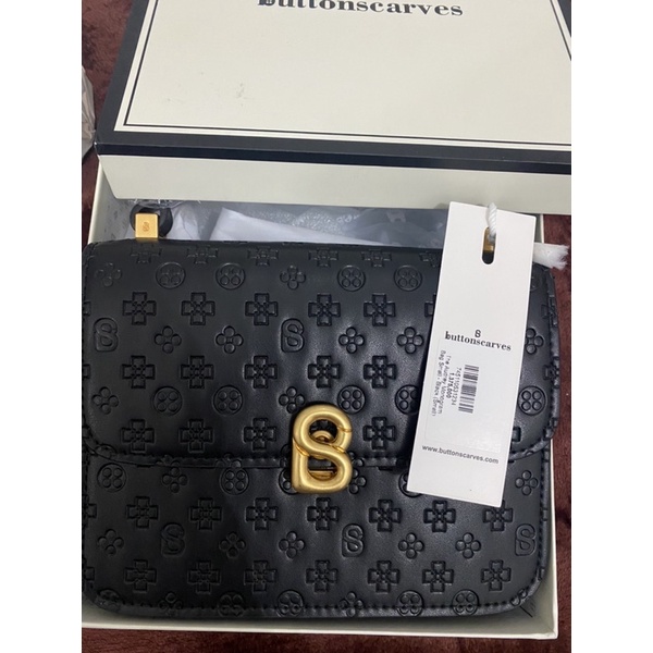 AUDREY MONOGRAM BAG BUTTONSCARVES BLACK SMALL