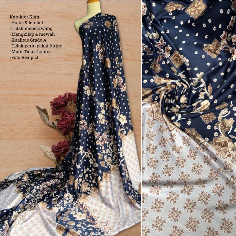 Kain Dr Silk Motif Hanabi harga setengah meter