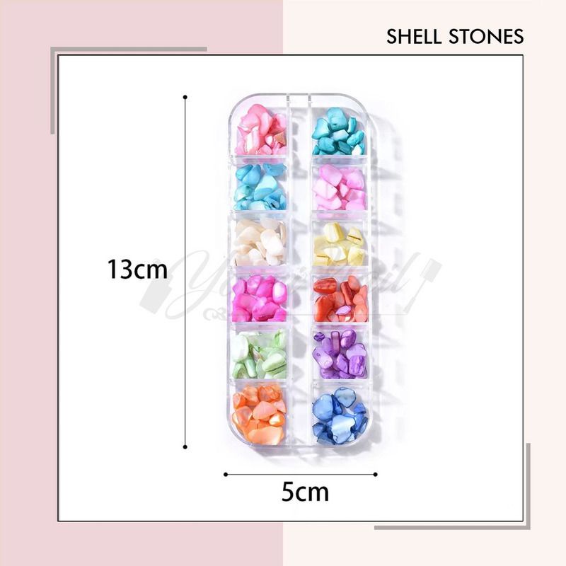 Shell stones flakes 12 warna nail art potongan batu kerang flake ocean