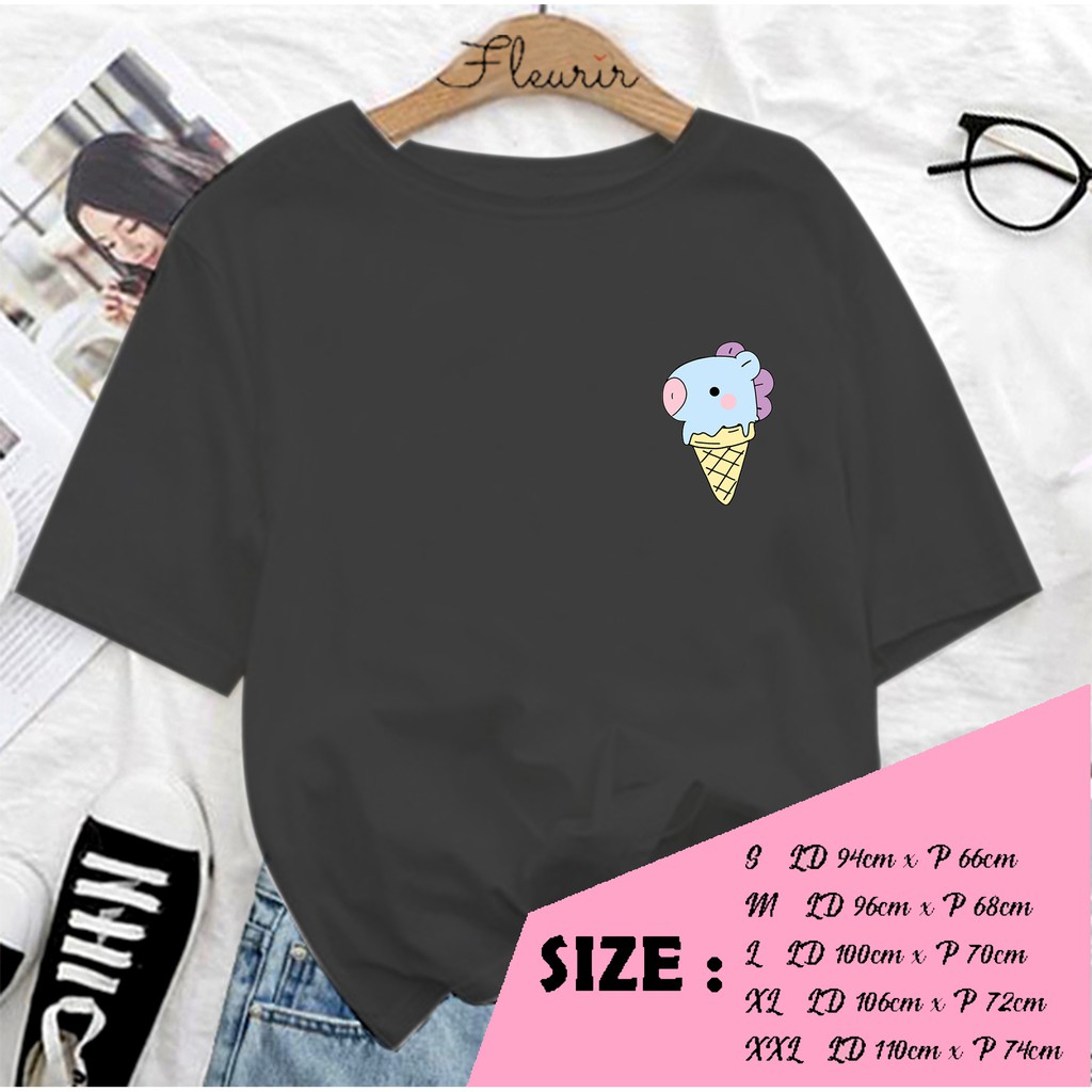 FLEURIR - KAOS MANG ICE CREAM WANITA DEWASA LENGAN PENDEK TEE UNISEX WANITA PRIA