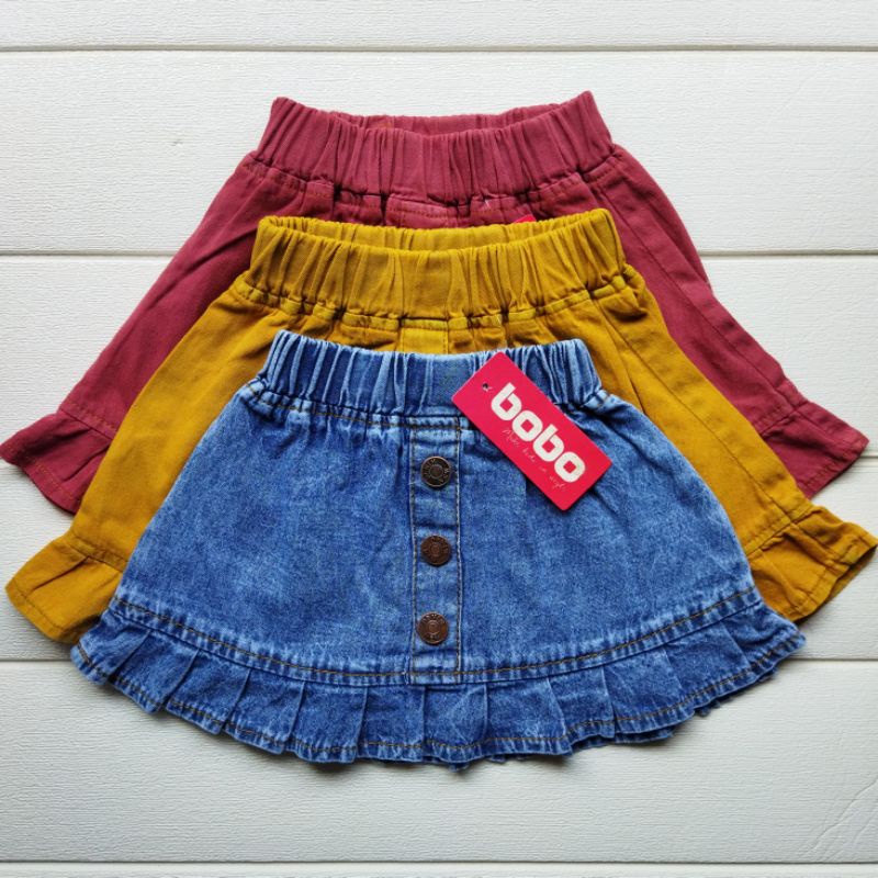 ROK REMPEL ANAK JEANS 1 - 7 TAHUN