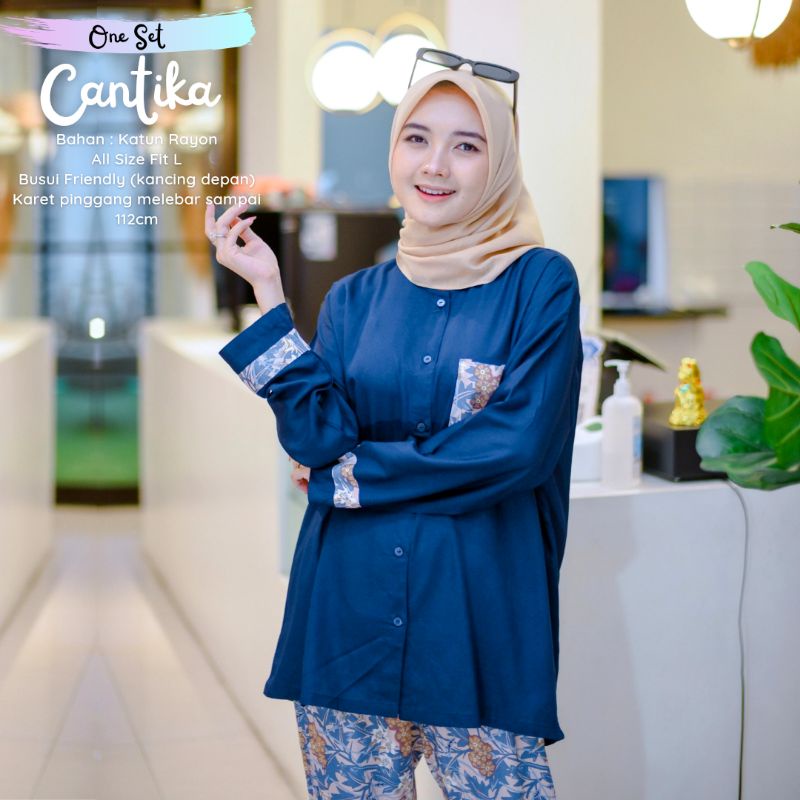 New-One Set/Piyama - One Set Kekinian-Setelan Wanita Motif-Cantika One Set- One Set Katun Rayon